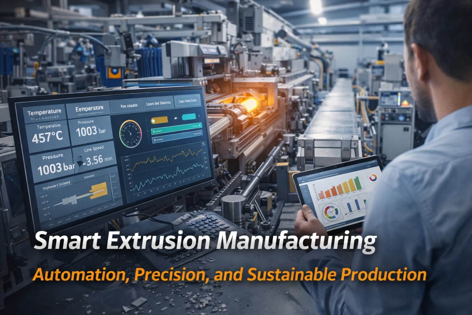 Automated extrusion manufacturing line with digital monitoring and precision control
